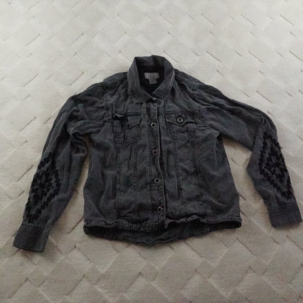 Ariat Button Up Shacket Womens Small Chambray Black Western Rodeo Cowgirl